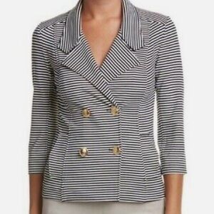 CAbi “Life Jacket” Navy and White Stripes Knit Blazer 823 Size S
